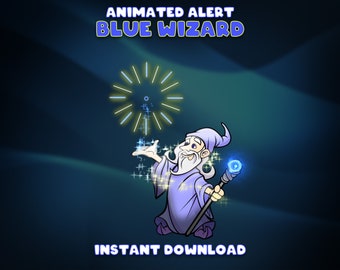 Magic Animated Alerts, Twitch Alert Bundle, Blue Wizard, Cute Alerts, Alert Overlay, Twitch Stream, Magic Stream Alerts