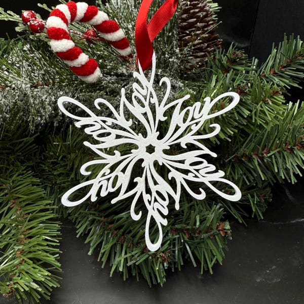 Joy Snowflake Ornament: 3D Printed Christmas Decoration