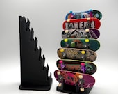 7 Board Fingerboard Display Stand | Wall Mount or Desktop Rack for Tech Deck Collection | Shows Deck Art Graphics Perfectly