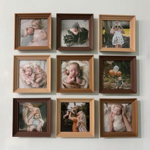 Personalized Photo Magnets with Frames 2x2in | Custom Fridge Gallery Wall | Picture Magnet Gift for Grandma Mom | Magnetic Mini Photo Frames