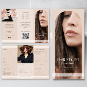 Friseur Trifold Brochure - Salon, Stylist Brochure, Preisliste