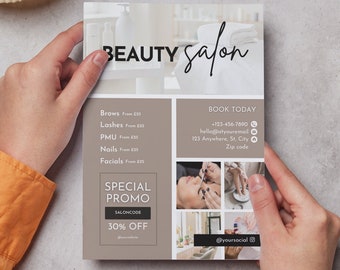 Esthetician Flyer - Hairdresser, Beauticians, Spa, Brow, Beauty, Salon Flyer, Price List