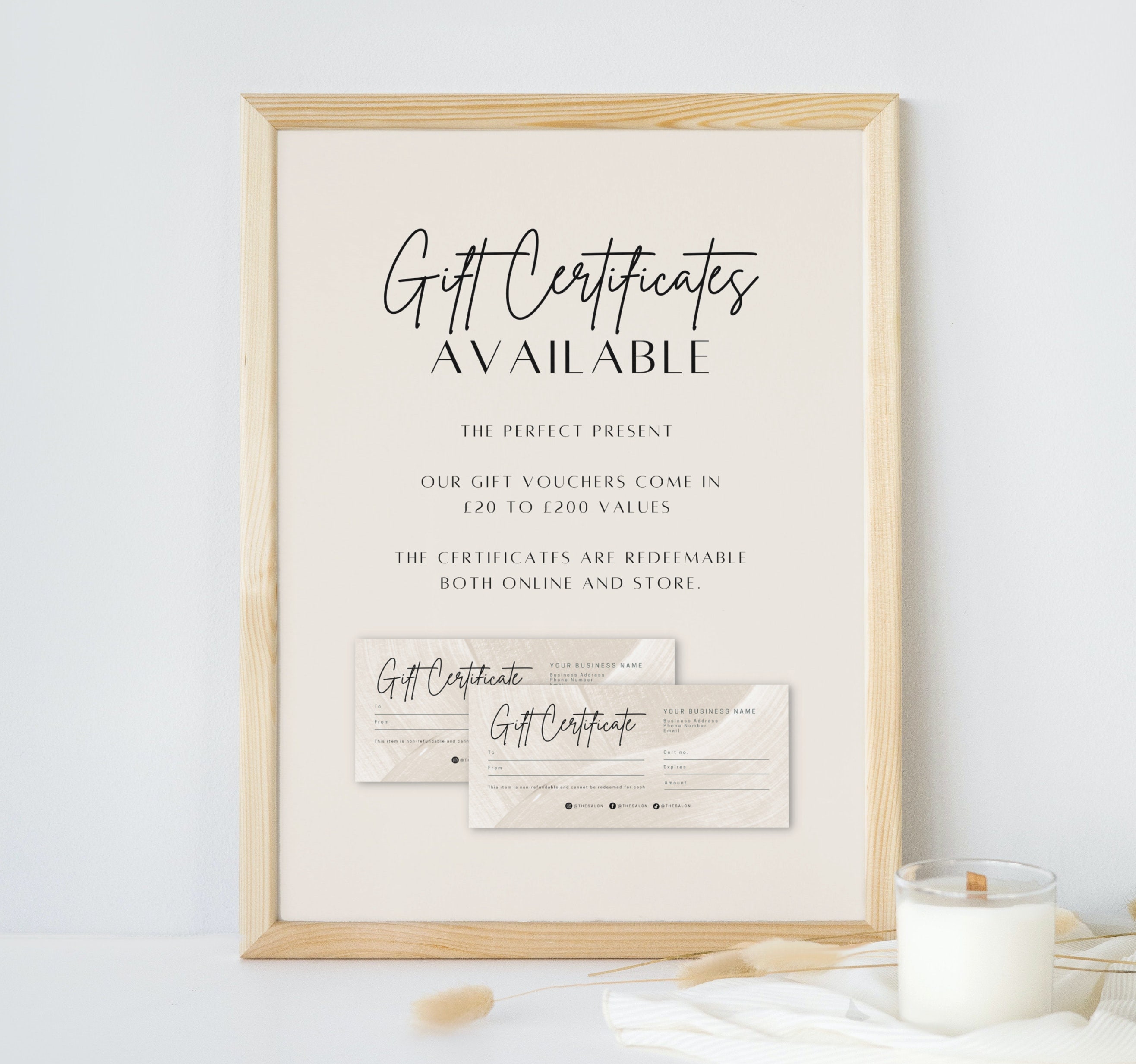 Gift Certificate Sign Template Spa Salon Boutique Shop Sign Etsy Gift Certificate Sign Template Spa Salon Boutique Shop Sign Etsy