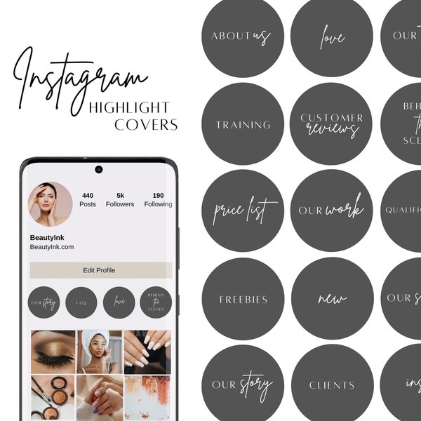 Instagram Highlight Covers für Schönheit Haar Make-up Wimpern Boutique Perücken Nägel