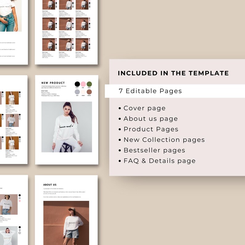 Puede incluir: Una maqueta de una plantilla de tienda Etsy con 7 p&aacute;ginas editables, que incluyen una p&aacute;gina de portada, una p&aacute;gina sobre nosotros, p&aacute;ginas de productos, p&aacute;ginas de nuevas colecciones, p&aacute;ginas de bestsellers y una p&aacute;gina de preguntas frecuentes y detalles.