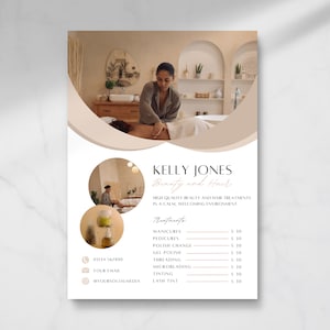 Ulotka Beauty Flyer - Kosmetyczka, Kosmetyczki, Spa, Włosy, Rzęsy, Uroda, Ulotka salonu, Cennik