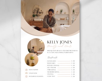 Beauty Flyer - Esthetician, Beauticians, Spa, Hair, Lash, Beauty, Salon Flyer, Price List