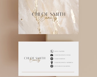 Beauty Business Card Template, Editable contact details card, Instant Download,