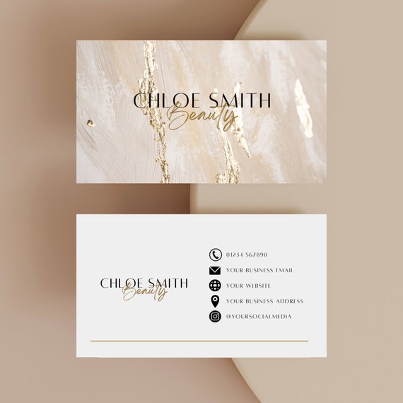 Beauty Business Card Template, Editable contact details card, Instant Download,
