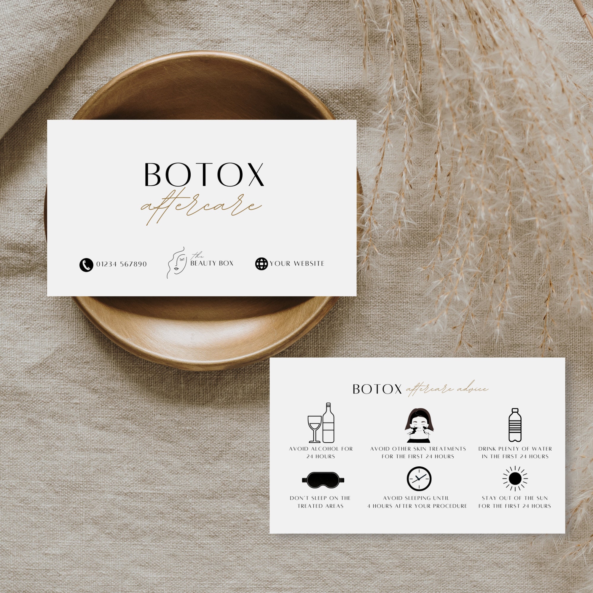Botox Aftercare Card Template: Client Health (canva Editable, 3.5x2 ...