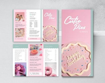 Cake Trifold Brochure - Cafe, Bakery, Restaurant, Party, Price List