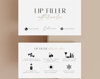 Lip Filler Aftercare Card Template: Editable Injection Care Guide (Digital Download)