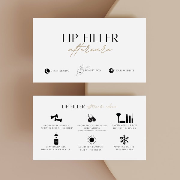 Lip Filler Aftercare Card Template, Editable Lip Injections Care Guide, Dermal Filler Care Instructions,