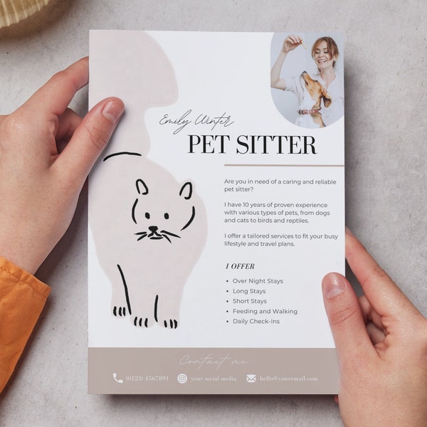 Pet Sitter Flyer - Dog Sitting, Cat Sitter, Dog Kennels, Dog Vacation