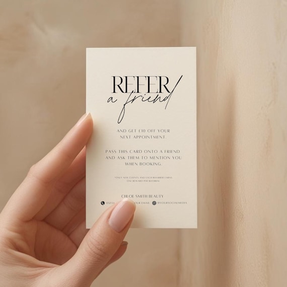 Salon Referral Card Template Canva Editable Business Card Hair Beauty Refer a Friend