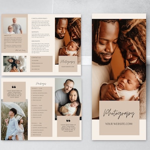 Broszura fotograficzna Trifold - Ulotka o fotografii portretowej rodziny, cennik