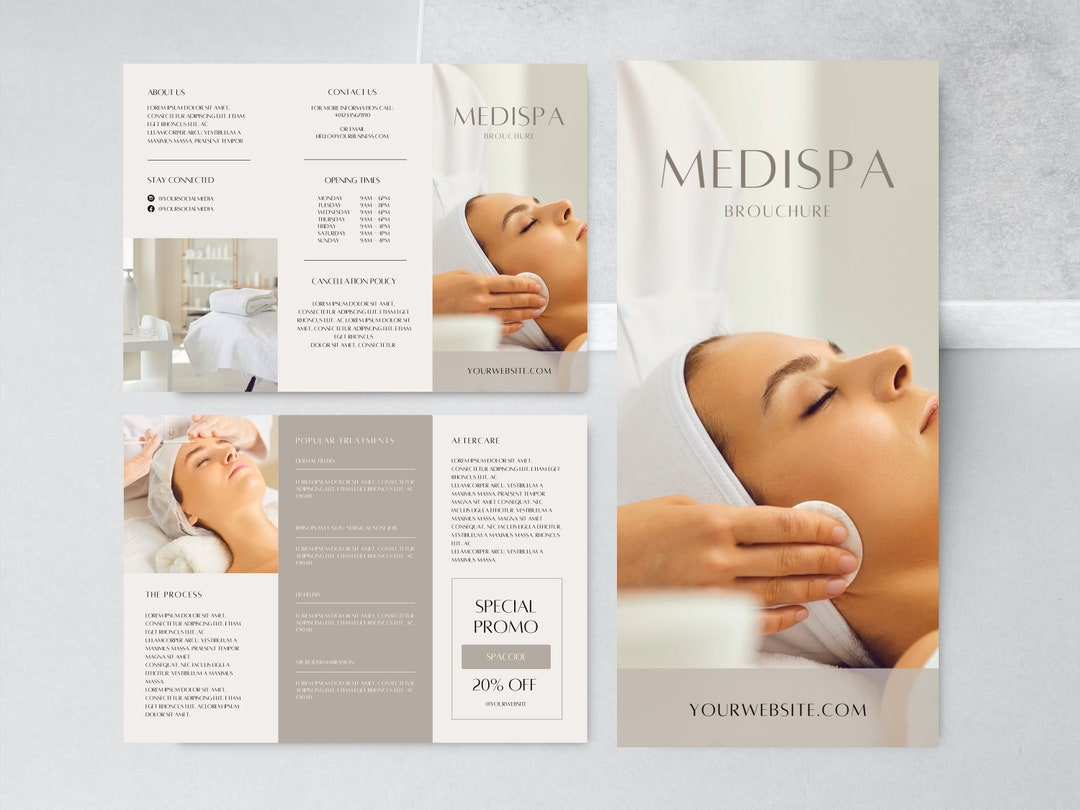 Medispa Trifold Brochure Beauticians, Spa, Lash, Beauty, Salon Brochure