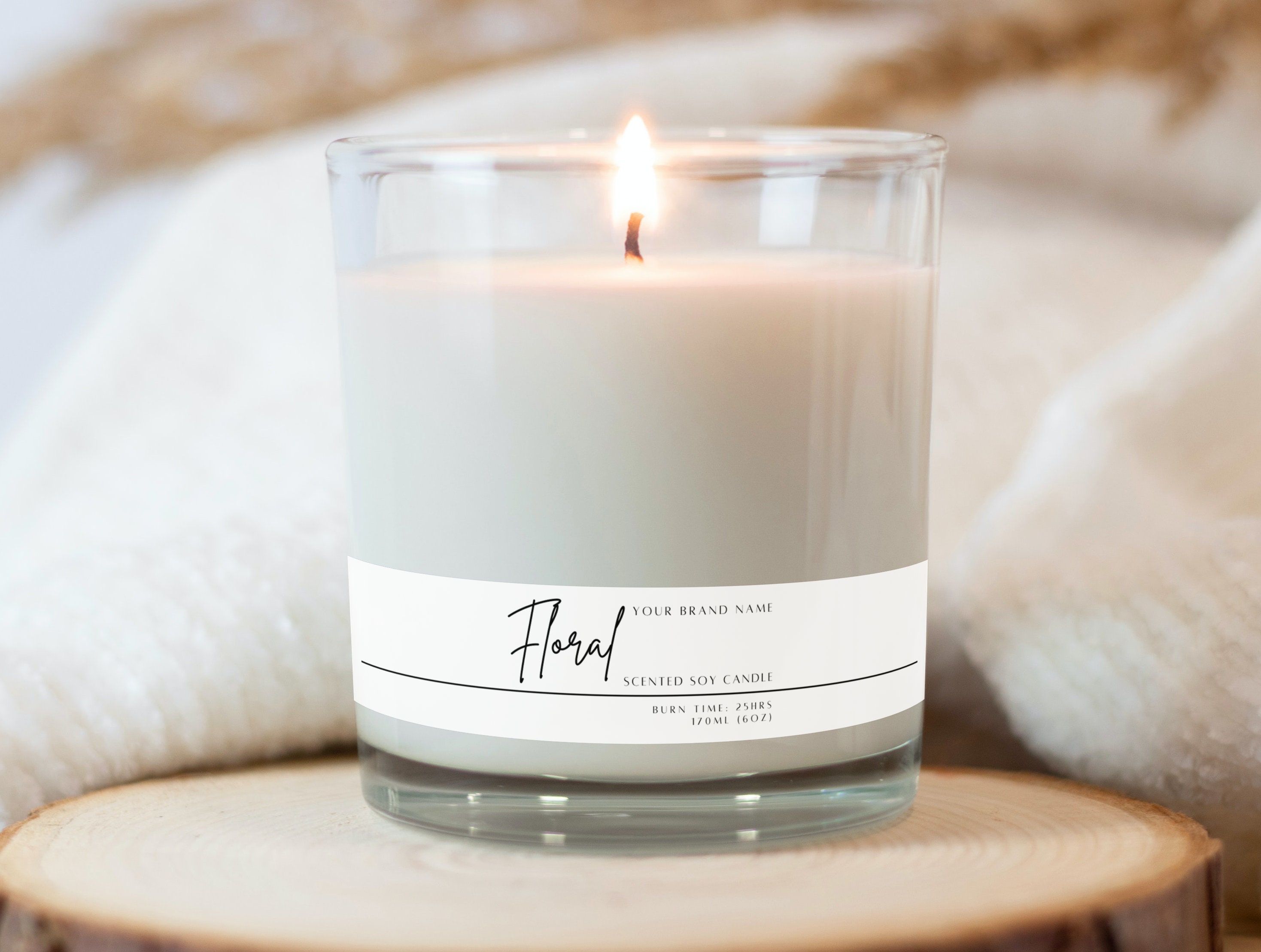 Editable Thin Candle Label Template, Customisable Slim Label Etsy