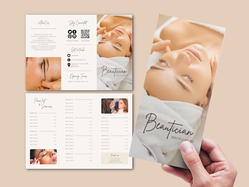 Beauticians Trifold Brochure Esthetician, Spa, Lash, Beauty, Salon Brochure, Price List image 7