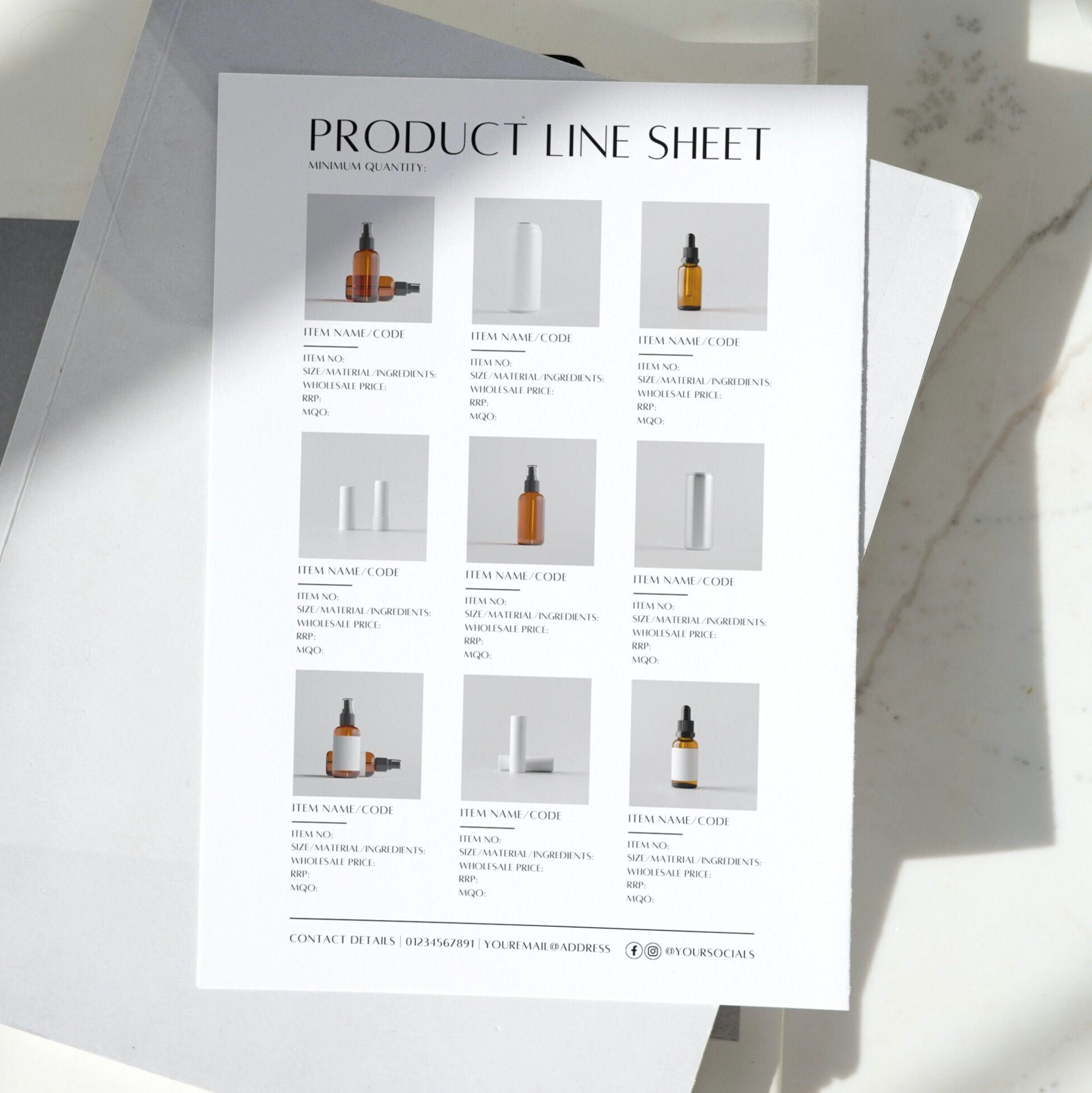 Product Line Sheet, Wholesale Catalogue Template, Editable Price List ...