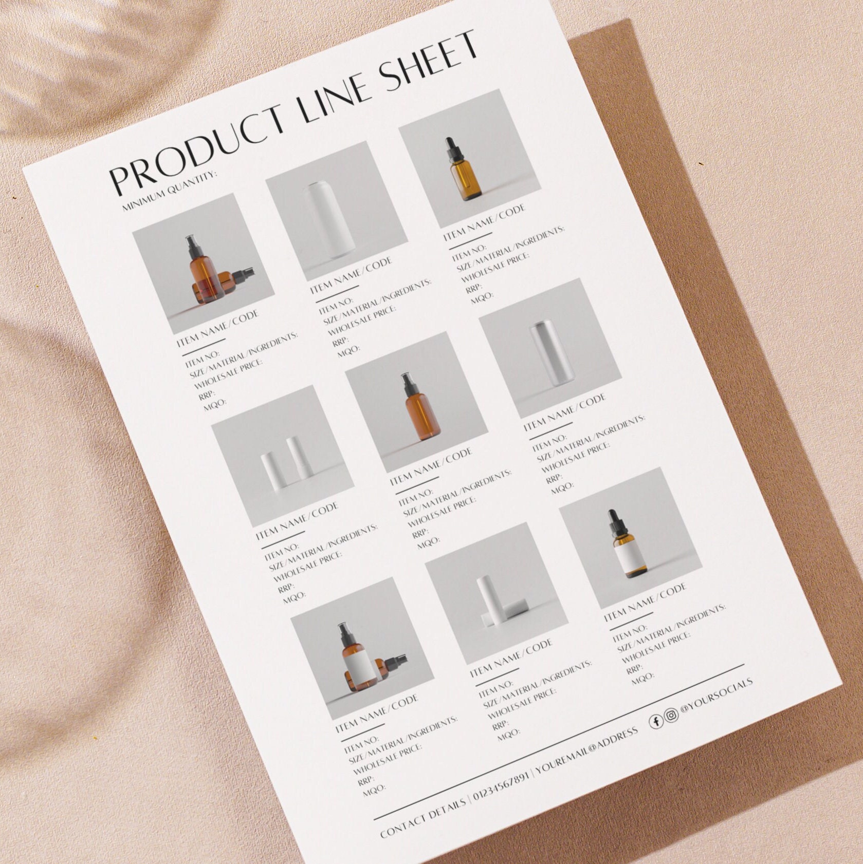 Product Line Sheet, Wholesale Catalogue Template, Editable Price List ...