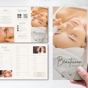 Broszura Kosmetyczki Trifold - Kosmetyczka, Spa, Rzęsy, Uroda, Salon Broszura, Cennik