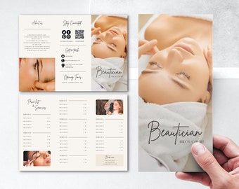 Beauticians Trifold Brochure - Esthetician, Spa, Lash, Beauty, Salon Brochure, Price List