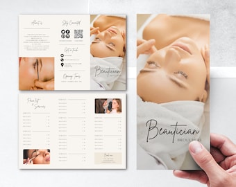 Beauticians Trifold Brochure - Esthetician, Spa, Lash, Beauty, Salon Brochure, Price List