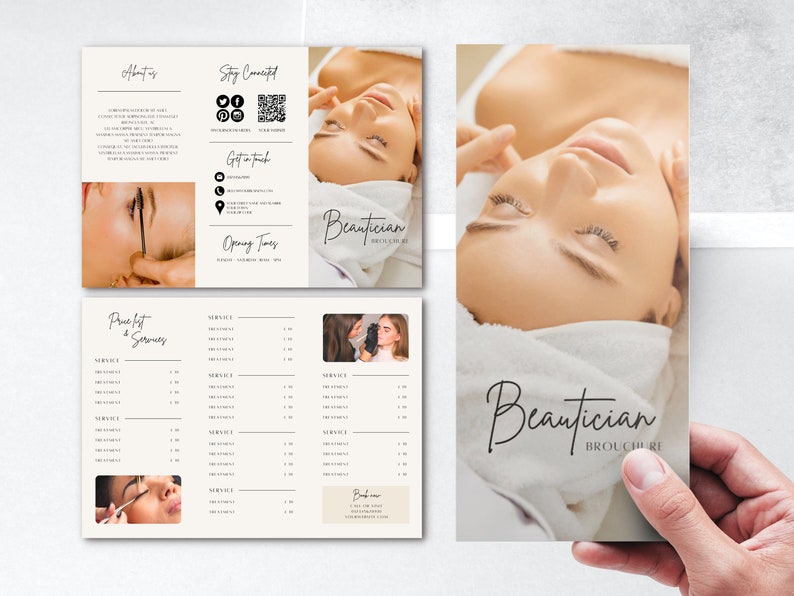 Beauticians Trifold Brochure Esthetician, Spa, Lash, Beauty, Salon Brochure, Price List image 1