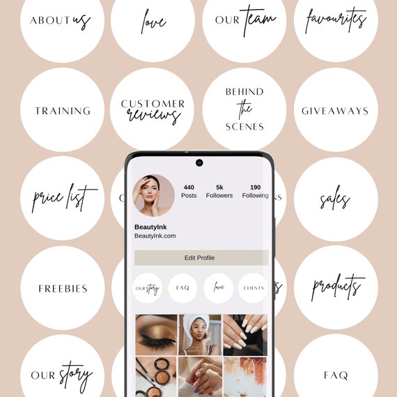 Instagram Highlight Covers For Beauty Hair Makeup Lashes Boutique Wigs Nails