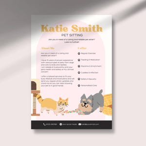 Folheto de babá de animais de estimação - babá de cães, babá de gatos, canis, férias para cães