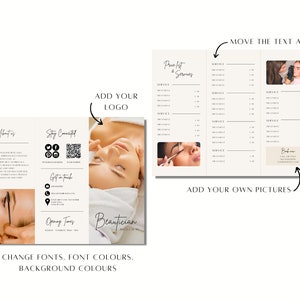 Beauticians Trifold Brochure Esthetician, Spa, Lash, Beauty, Salon Brochure, Price List image 3