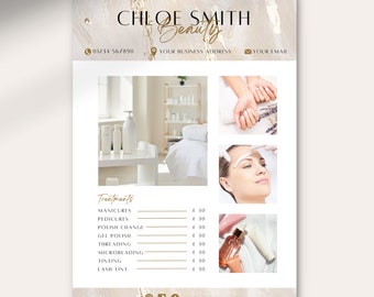 Beauty Salon Flyer: Esthetician Price List (A5) (Digital Download)