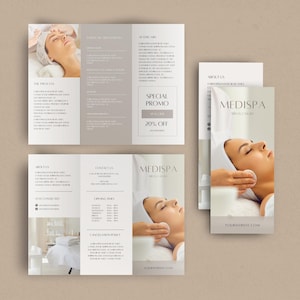 Broszura Medispa Trifold - Kosmetyczki, Spa, Rzęsy, Uroda, Salon Broszura, Cennik
