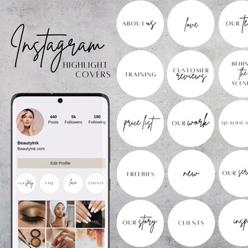 Instagram Highlight Covers For Beauty Hair Makeup Lashes Boutique Wigs Nails