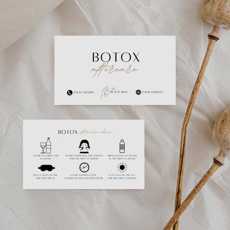 Botox Aftercare Card Template: Client Health (canva Editable, 3.5x2 ...