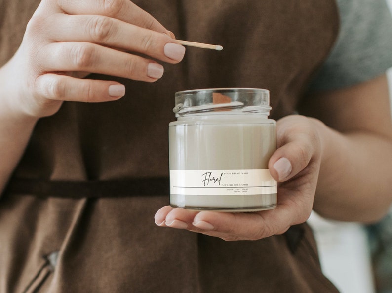 Editable Thin Candle Label Template, Customisable Slim Label Etsy