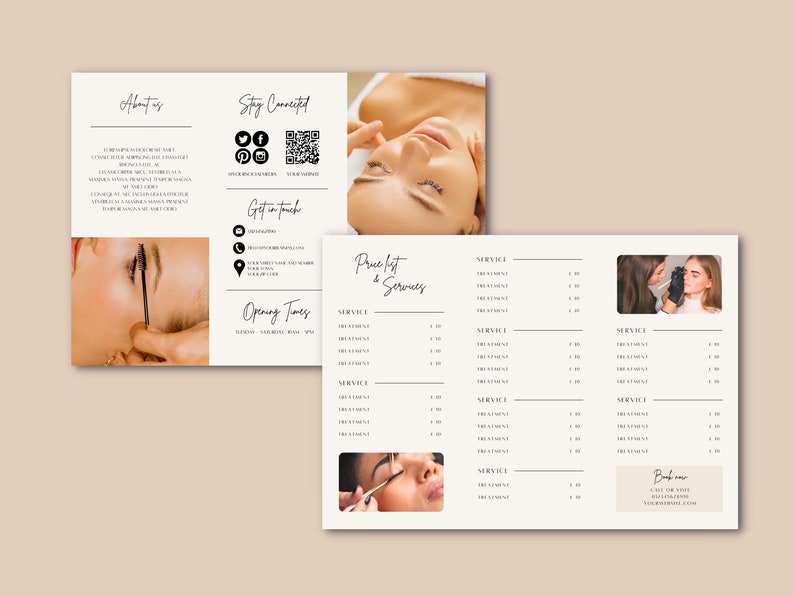 Beauticians Trifold Brochure Esthetician, Spa, Lash, Beauty, Salon Brochure, Price List image 2