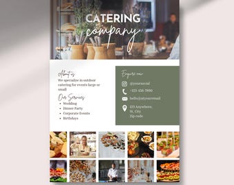 Catering Flyer - Food Truck, Cafe, Restaurant, Meal Prep Company, Price List