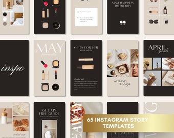 Instagram Template Black and Neutral, Modern Minimal Aesthetic, Reels and Stories Template