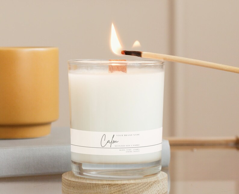 Editable Thin Candle Label Template, Customisable Slim Label Etsy