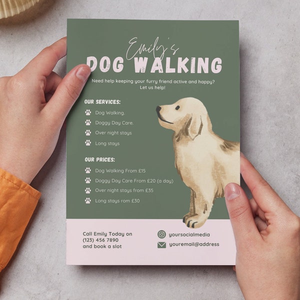 Dog Walking Flyer - Dog Walker, Dog Sitter, Dog Vacation