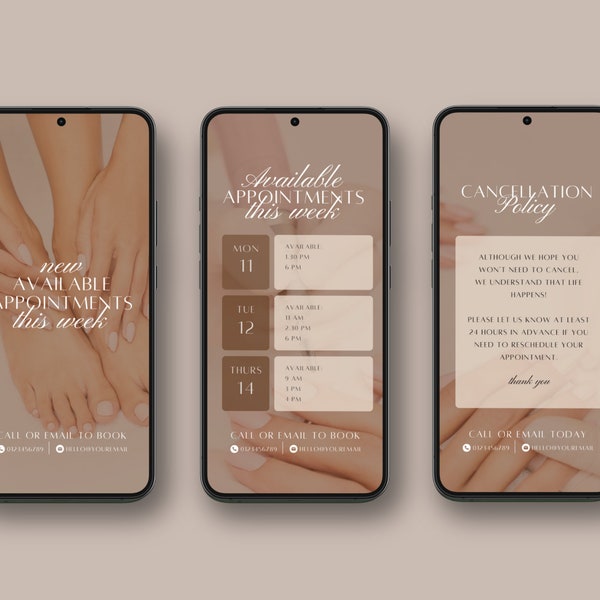 Weekly Availability Instagram Template, Appointment Calendar Instagram Story, Cancellation Policy, Beauty Schedule Template, Beauty Template