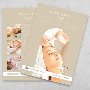 Diseño de volante para salón de belleza y folleto para esteticista.