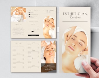 Esthetician Trifold Brochure - Beauticians, Spa, Lash, Beauty, Salon Brochure, Price List