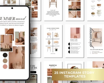 Interior Design Instagram Stories Templates: Canva Social Media (Digital Download)