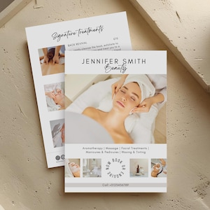 Plantilla de folleto de belleza, folleto editable para esteticista, folleto para cosmetóloga