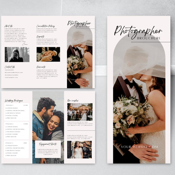 Photographer Trifold Brochure - Wedding Photography Leaflet, Price List