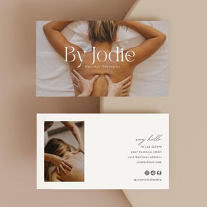Modèle de carte de visite massage, carte modifiable des coordonnées du thérapeute, carte de visite beauté