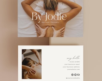 Editable Massage Therapist Business Card Template (Canva)